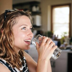 Person drinking safe clean water