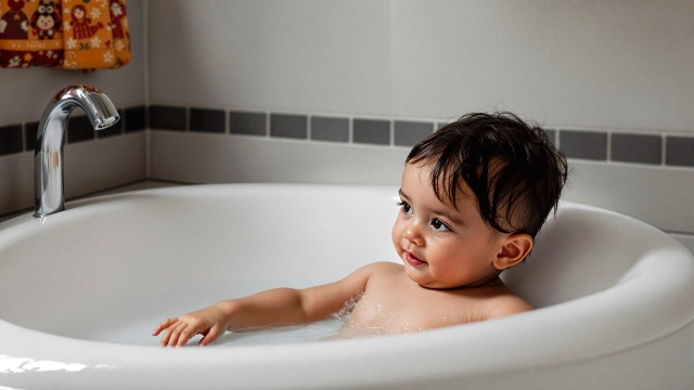 Baby playing in water