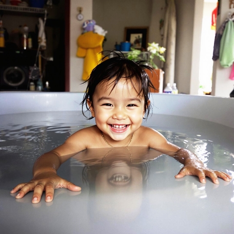 Child enjoying water