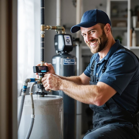 A Happy Water Softener Expert Ready To Serve